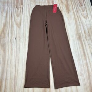 G4Free NEW Womens Wide Leg Yoga Dress Pants Mauve Brown High Waist4 XS GF23J183